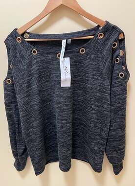NY Collection Sweater Womens size Large Petite Black Pullover Long Sleeve New